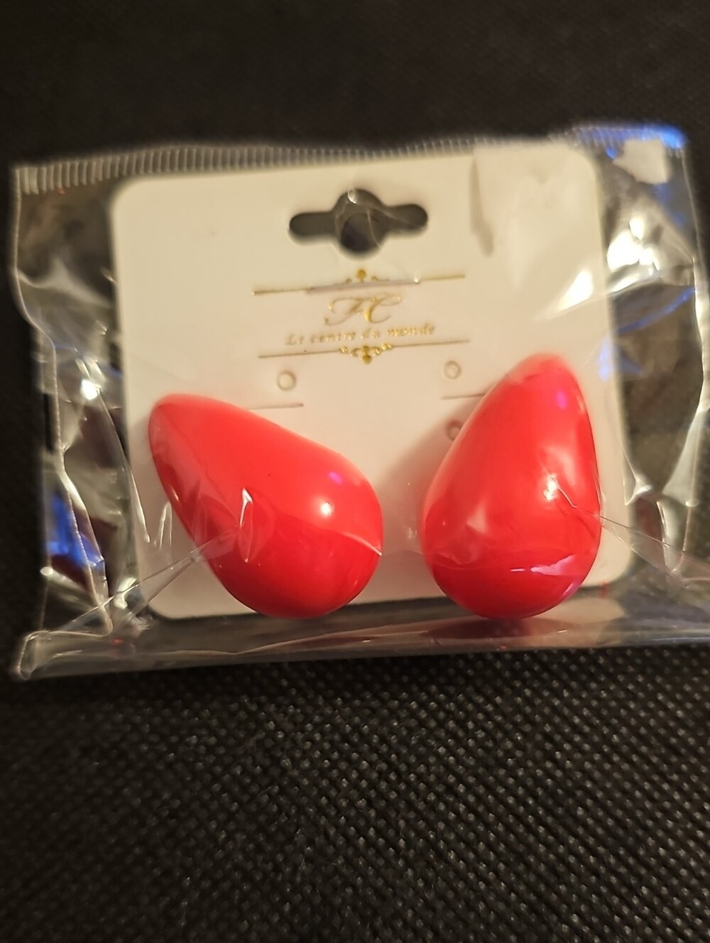 Bright Red Teardrop Statement Earrings